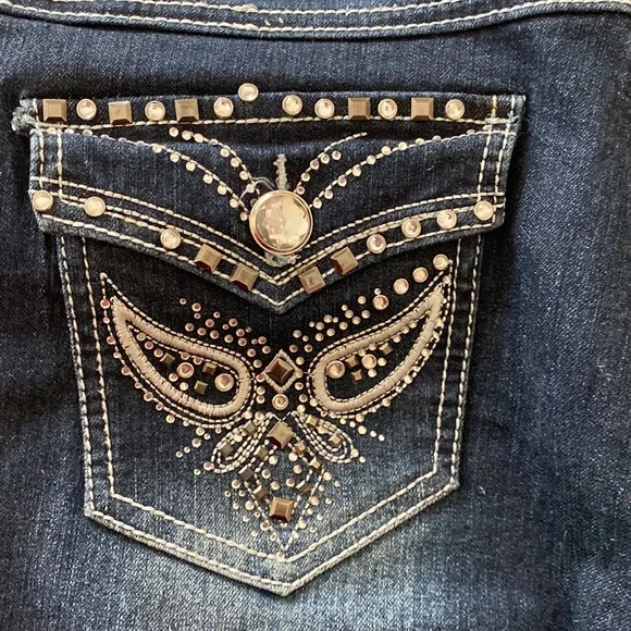 One Lone Authentic Denim. Embellished Jeans. Size 12 , 30” inseam. - Picture 2 of 7